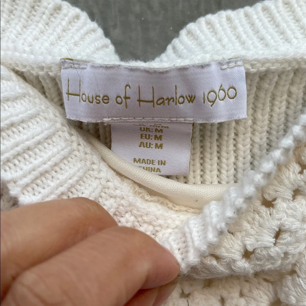 House of Harlow 1960 White Crochet Crop Top Size: M - Picture 3 of 9